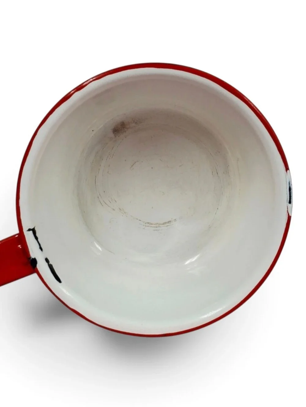 Vintage Red White Enamelware Saucepan Cookware Farmhouse Kitchen Collectible